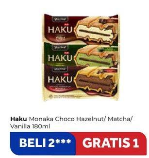 Promo Harga GLICO Haku Choco Hazelnut Monaka, Matcha, Vanilla Monaka 180 ml - Carrefour