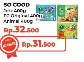 Promo Harga SO GOOD Chicken Nugget Jets, Original, Animal 400 gr - Yogya