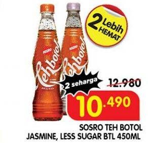 Promo Harga SOSRO Teh Botol Original, Less Sugar 450 ml - Superindo