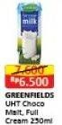 Promo Harga GREENFIELDS UHT Chocomalt, Full Cream 250 ml - Alfamart