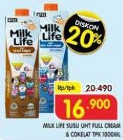 Promo Harga Milk Life UHT Full Cream, Cokelat 1000 ml - Superindo