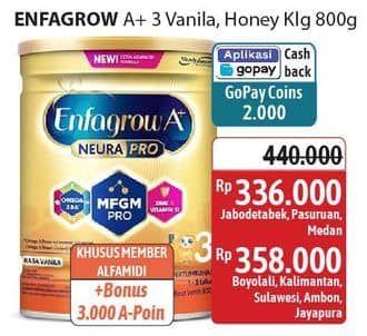 Promo Harga Enfagrow A+3 Susu Bubuk Vanilla, Madu 800 gr - Alfamidi