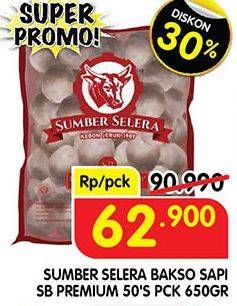 Promo Harga Sumber Selera Bakso Sapi SB Premium 50 pcs - Superindo