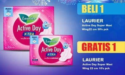 Promo Harga Laurier Active Day Super Maxi Wing 30 pcs - Indomaret