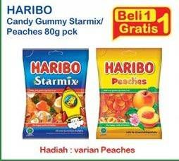Promo Harga HARIBO Candy Gummy Starmix, Peaches 80 gr - Indomaret