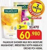 Promo Harga PALMOLIVE Shower Gel Milk Honey, Black Orchid per 3 pouch 400 ml - Superindo