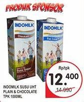 Promo Harga INDOMILK Susu UHT Plain, Chocolate 1000 ml - Superindo