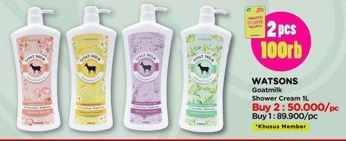 Promo Harga Watsons Goat Milk Shower Cream 1 ltr - Watsons