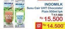 Promo Harga INDOMILK Susu UHT Cokelat, Full Cream Plain 950 ml - Indomaret