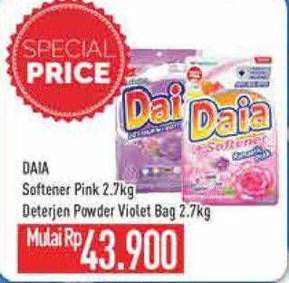 Promo Harga Daia Deterjen Bubuk + Softener Pink, + Softener Violet 2700 gr - Hypermart