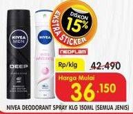 Promo Harga NIVEA Deo Spray All Variants 150 ml - Superindo