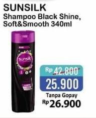 Promo Harga SUNSILK Shampoo Black Shine, Soft And Smooth 340 ml - Alfamart