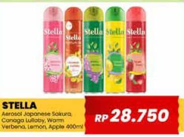Promo Harga Stella Aerosol Japanese Sakura, Cananga Lullaby, Warm Verbena, Apple, Lemon 400 ml - Yogya