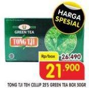 Promo Harga Tong Tji Teh Celup Green Tea Jasmine Dengan Amplop, Green Tea Dengan Amplop per 25 pcs 2 gr - Superindo
