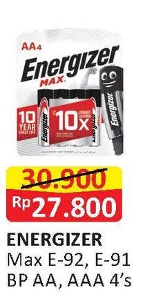 Promo Harga ENERGIZER MAX Battery E-92 BP AAA, E-91 BP AA  - Alfamart