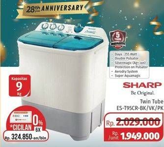 Promo Harga SHARP ES-T95CR-PK/BK/VK | Washing Machine Super Aquamagic 9kg  - Lotte Grosir