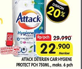 Promo Harga Attack Detergent Liquid Hygiene Plus Protection 800 ml - Superindo