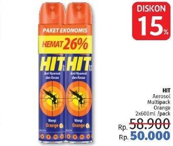 Promo Harga HIT Aerosol Orange per 2 kaleng 600 ml - LotteMart