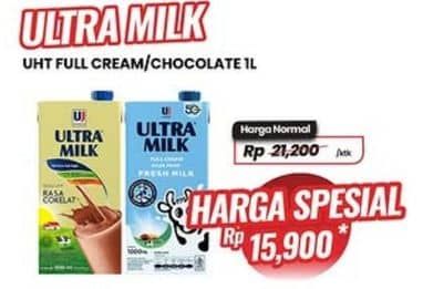 Promo Harga Ultra Milk Susu UHT Coklat, Full Cream 1000 ml - Carrefour