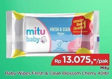 Promo Harga MITU Baby Wipes Fresh & Clean Pink Blooming Cherry 50 pcs - TIP TOP