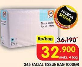 Promo Harga 365 Facial Tissue 1000 gr - Superindo