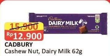 Promo Harga Cadbury Dairy Milk Cashew Nut, Original 65 gr - Alfamart