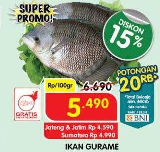 Promo Harga Ikan Gurame per 100 gr - Superindo