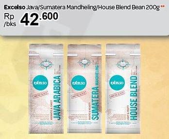 Promo Harga Excelso Kopi Bubuk Java Arabica, Sumatera Mandheling, House Blend 200 gr - Carrefour