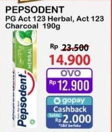 Promo Harga Pepsodent Pasta Gigi Action 123 Herbal, Charcoal 160 gr - Alfamart