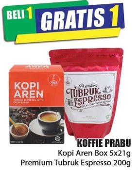 Promo Harga KOFFIE PRABU Kopi Aren 21gr/Premium Tubruk Espresso 200gr  - Hari Hari
