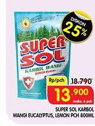 Promo Harga SUPERSOL Karbol Wangi Eucalyptus, Lemon Mint 800 ml - Superindo