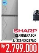 Promo Harga SHARP SJ-236ND FW | Small 2 Door Refrigerator  - Hypermart