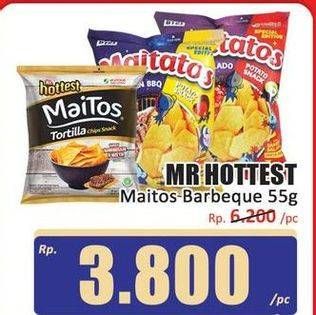 Promo Harga Mr Hottest Maitos Tortilla Chips BBQ Fiesta, Jagung BBQ 55 gr - Hari Hari