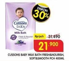 Promo Harga CUSSONS BABY Milk Bath Fresh Nourish, Soft Smooth 400 ml - Superindo
