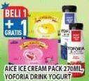 Promo Harga AICE Ice Cream Pack 270ml, YOFORIA Drink Yogurt  - Hypermart
