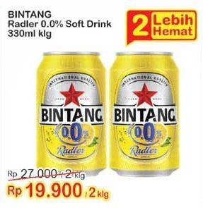 Promo Harga BINTANG Radler Zero per 2 kaleng 330 ml - Indomaret