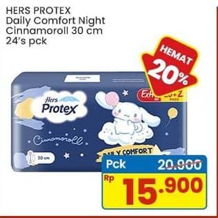 Promo Harga Hers Protex Comfort Night Wing 30cm 24 pcs - Indomaret