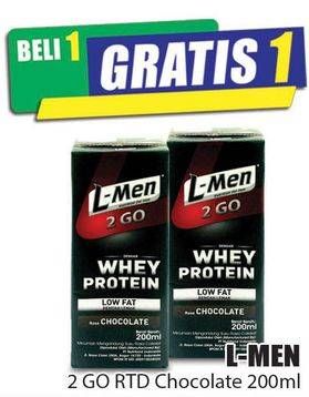 Promo Harga L-MEN Susu UHT Whey Protein 2 Go Chocolate 200 ml - Hari Hari