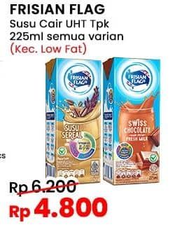 Promo Harga Frisian Flag Susu UHT Purefarm Kecuali Low Fat, Kecuali Low Fat Chocolate, Kecuali Low Fat French Vanilla, Kecuali Low Fat Strawberry 225 ml - Indomaret