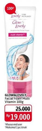 Promo Harga GLOW & LOVELY (FAIR & LOVELY) Facial Foam Brightening Multi Vitamin 100 gr - Alfamidi