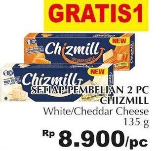 Promo Harga CHIZMILL Wafer White Cheese, Cheddar Cheese 135 gr - Giant