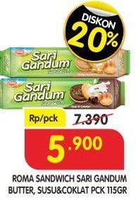 Promo Harga ROMA Sari Gandum Peanut Butter, Susu + Cokelat 115 gr - Superindo