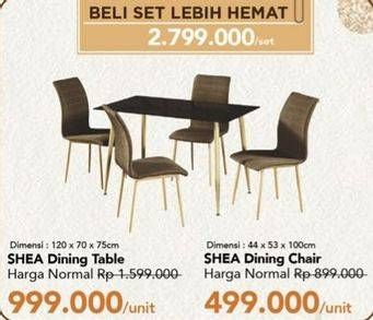 Promo Harga Shea Dinning Table/Chair  - Carrefour