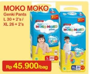 Promo Harga Genki Moko Moko Pants L30+2, XL26+2  - Indomaret
