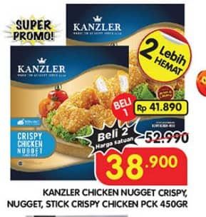 Promo Harga Kanzler Chicken Nugget Crispy, Original, Stick Crispy 450 gr - Superindo