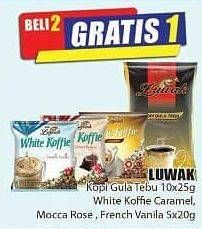 Promo Harga LUWAK Kopi Gula Tebu 10x 25 g/White Koffie Caramel, Mocca Rose, French Vanilla 5x20 g  - Hari Hari