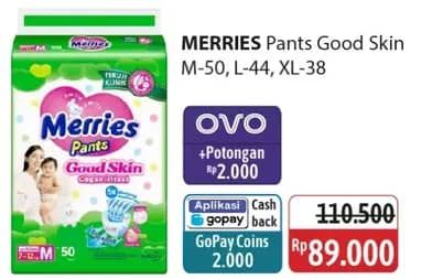Promo Harga Merries Pants Good Skin M50, L44, XL38 38 pcs - Alfamidi
