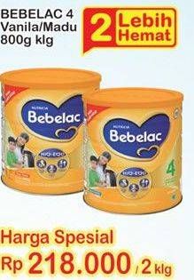 Promo Harga BEBELAC 4 Susu Pertumbuhan Madu, Vanila per 2 kaleng 800 gr - Indomaret