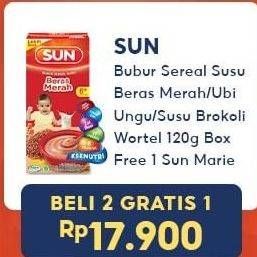 Promo Harga SUN Bubur Sereal Susu Beras Merah, Ubi Ungu, Brokoli Wortel 120 gr - Indomaret