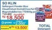 Promo Harga So Klin Softergent Blue Cloud Fresh Breeze, Velvet Orchid, Cheerful Red, Magnolia Berries 770 gr - Indomaret